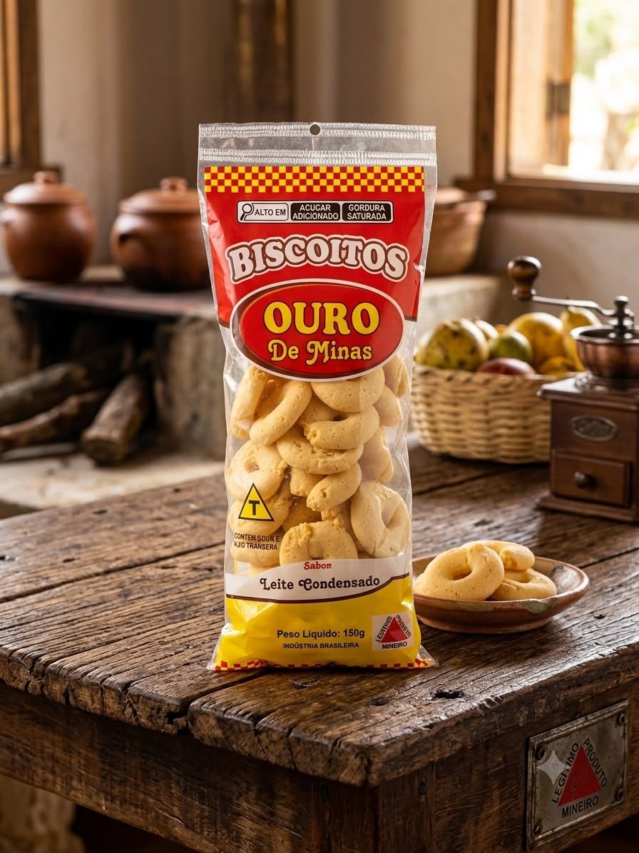 Embalagem oficial Biscoito Sabor Leite Condensado — Ouro de Minas